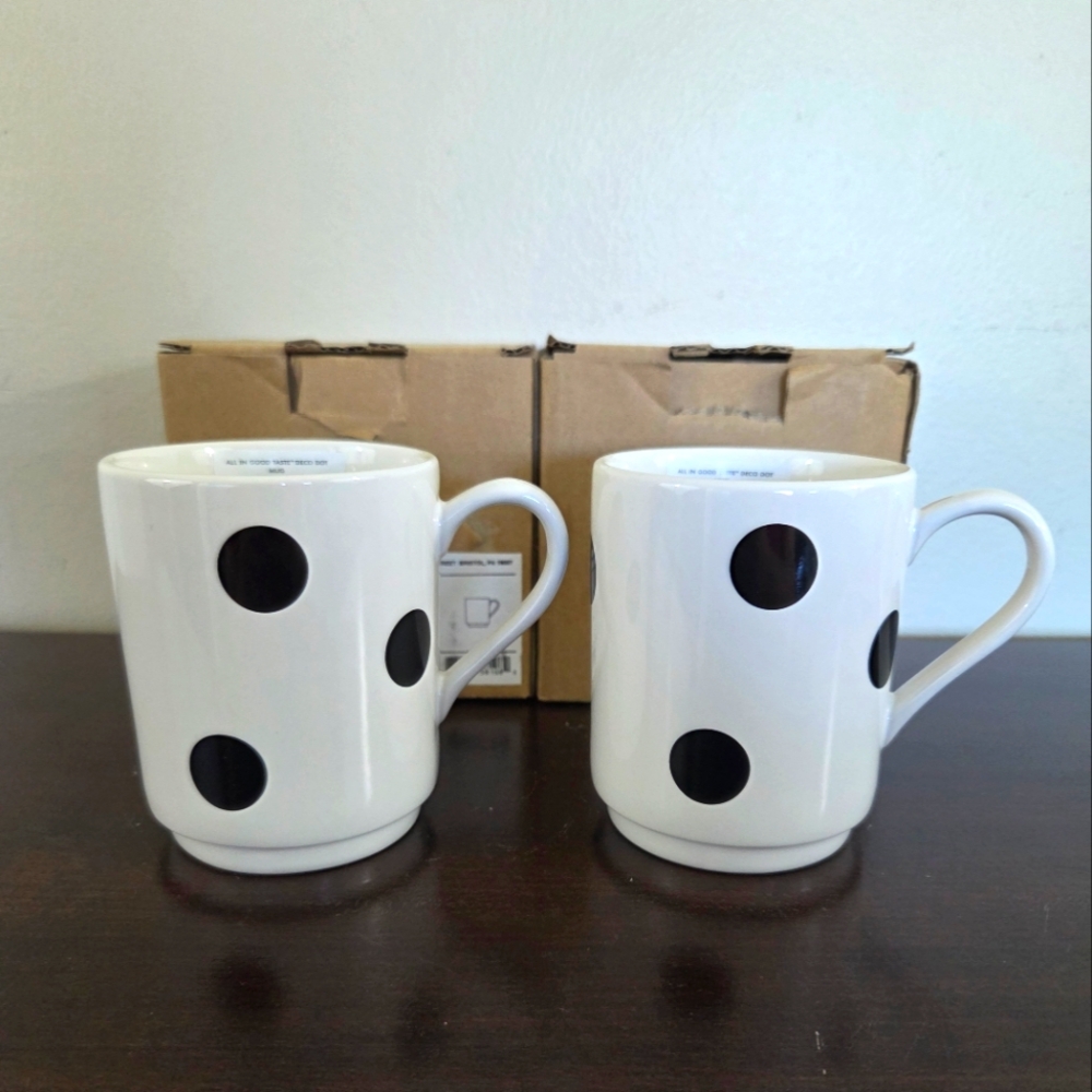 Kate Spade Lenox- All in Good Taste Deco Dot 12 oz Mug Black White New in Box